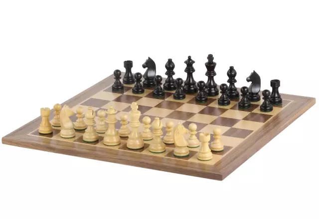 Jeu d'Échecs de Tournoi en Noyer et Ébène Chevalier Allemand