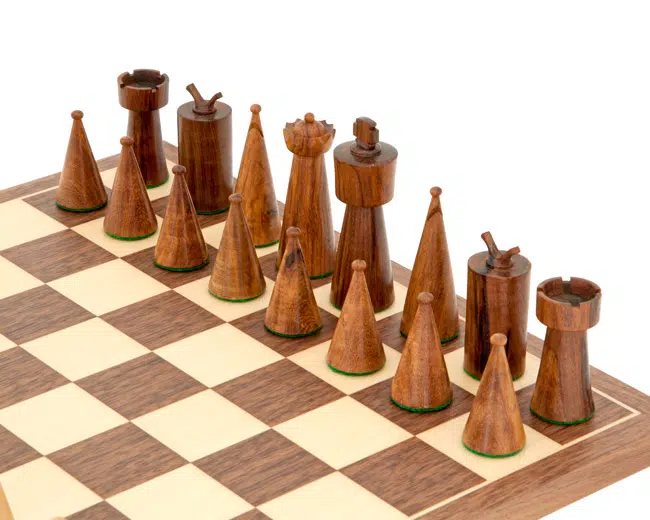 Schachspiel Art Deco aus Holz – Bild 3