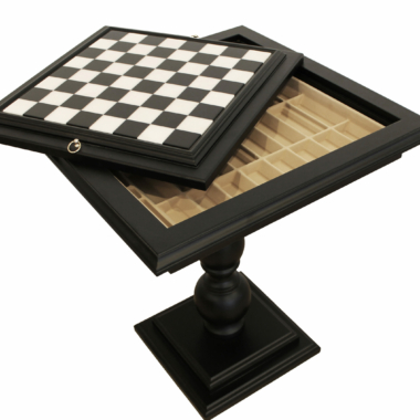 Alternative view of Table d'Echec en Bois de Tilleur Noir et Plateau de Jeu en Marbre de Carrare