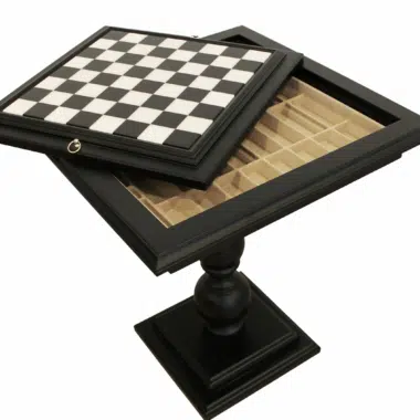 Alternative view of Schachtisch aus schwarzem Lindenholz und Spielbrett aus Carrara-Marmor