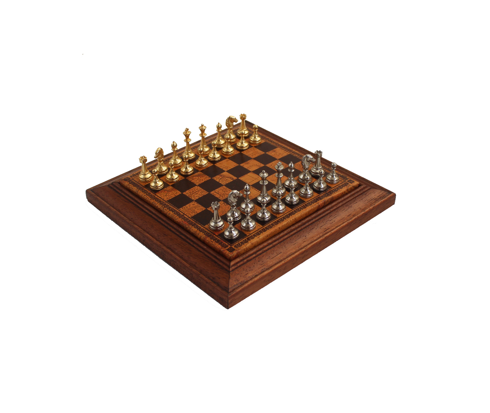 Ensemble Jeu d'Échecs Magnétique en Métal et Échiquier en Bois avec Rangement