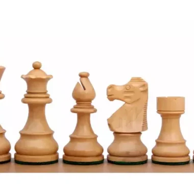 Pièces d'Échecs Staunton Français en Bois de Buis et Ébonisé