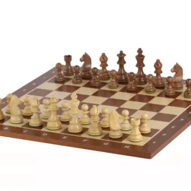 Ensemble Jeu d'Échecs Chevalier Allemand en Bois d'Érable et Acajou et Échiquier Alphanumérique