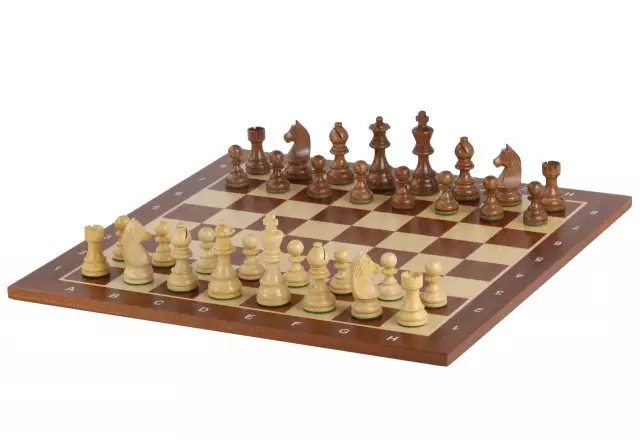 Ensemble Jeu d'Échecs Chevalier Allemand en Bois d'Érable et Acajou et Échiquier Alphanumérique