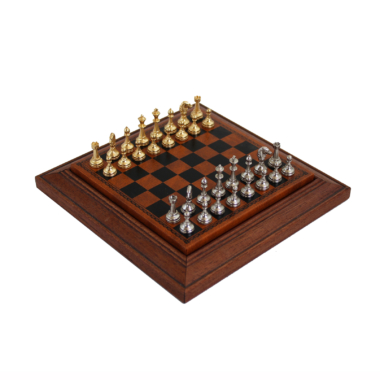 Ensemble Jeu d'Échecs Magnétique en Métal et Échiquier en Bois avec Compartiments