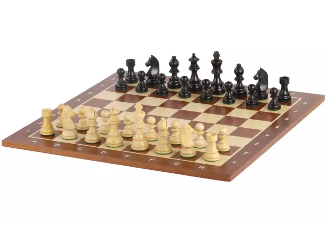 Ensemble Pieces Echecs Buis et Echiquier en Érable et Acajou