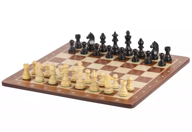 Ensemble Pieces d'Echecs en Bois de Buis et Echiquier en Bois de Padouk et Érable
