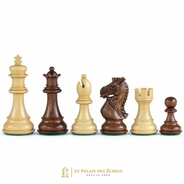 Staunton-Mariage-Royal-Figuren: Dame, Läufer, Springer und Turm aus Buchsbaum und Akazie