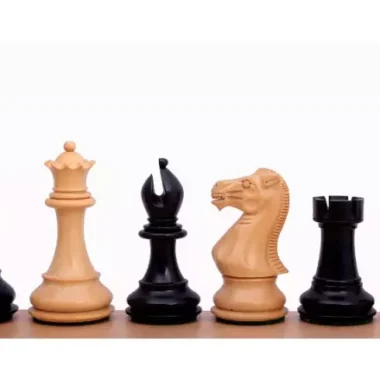 Pièces d'Échecs Stylé Étalon Anglais en Bois de Buis et Ébonisé