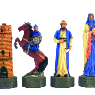 Jeu d'Echecs Complet Croisés Contre Sarrazins Taille Extra Large en Résine et Peint à la Main