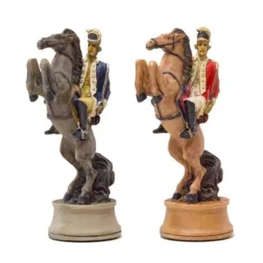 Reiter zu Pferd beider Seiten, Detail der bemalten Harzfiguren