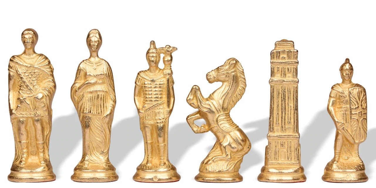 Schachspiel-Set Römer gegen Barbaren und Schachbrett aus Rosenholz mit Schublade – Bild 3