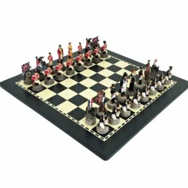 Schachspiel-Set Schlacht von Waterloo und Holzschachbrett