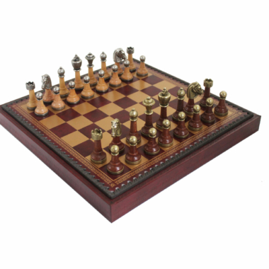 Schachspiel-Set und Schachbrett aus Kunstleder mit Aufbewahrungsfächern