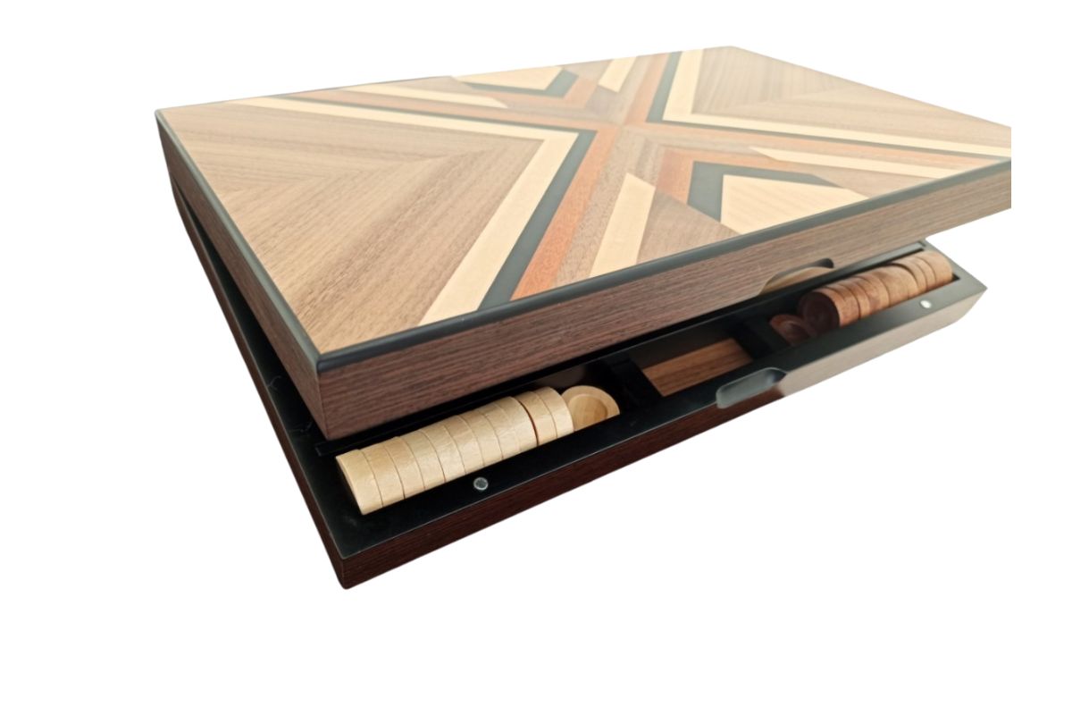 Klappbares Backgammon-Set aus Holz – Bild 4