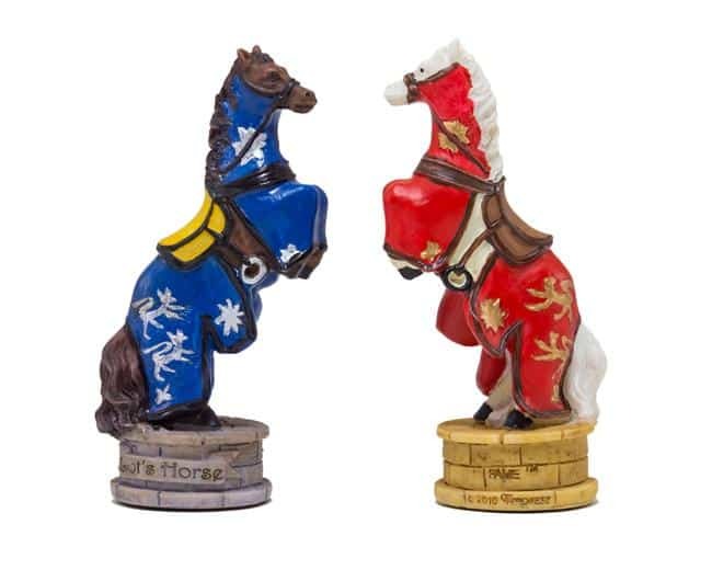 Schachspielset König Arthur aus Resin und Schachbrett aus Kunstleder Blau – Bild 6