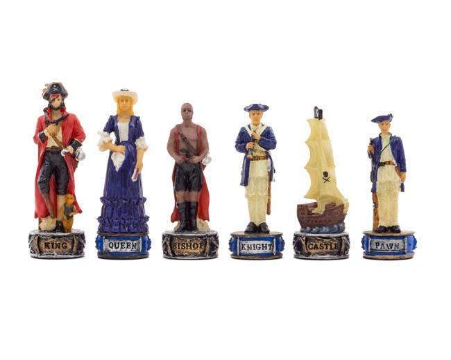 Schachspiel-Set Pirat und Schachbrett aus Ulmen- und Heideholz Matt – Bild 4