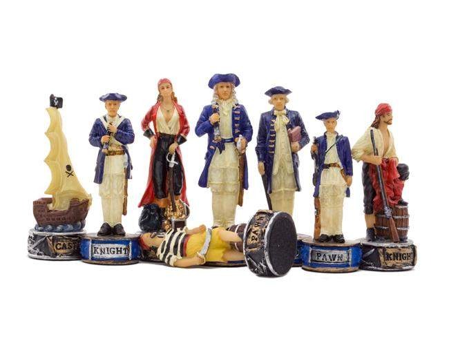 Schachspiel-Set Pirat und Schachbrett aus Ulmen- und Heideholz Matt – Bild 2