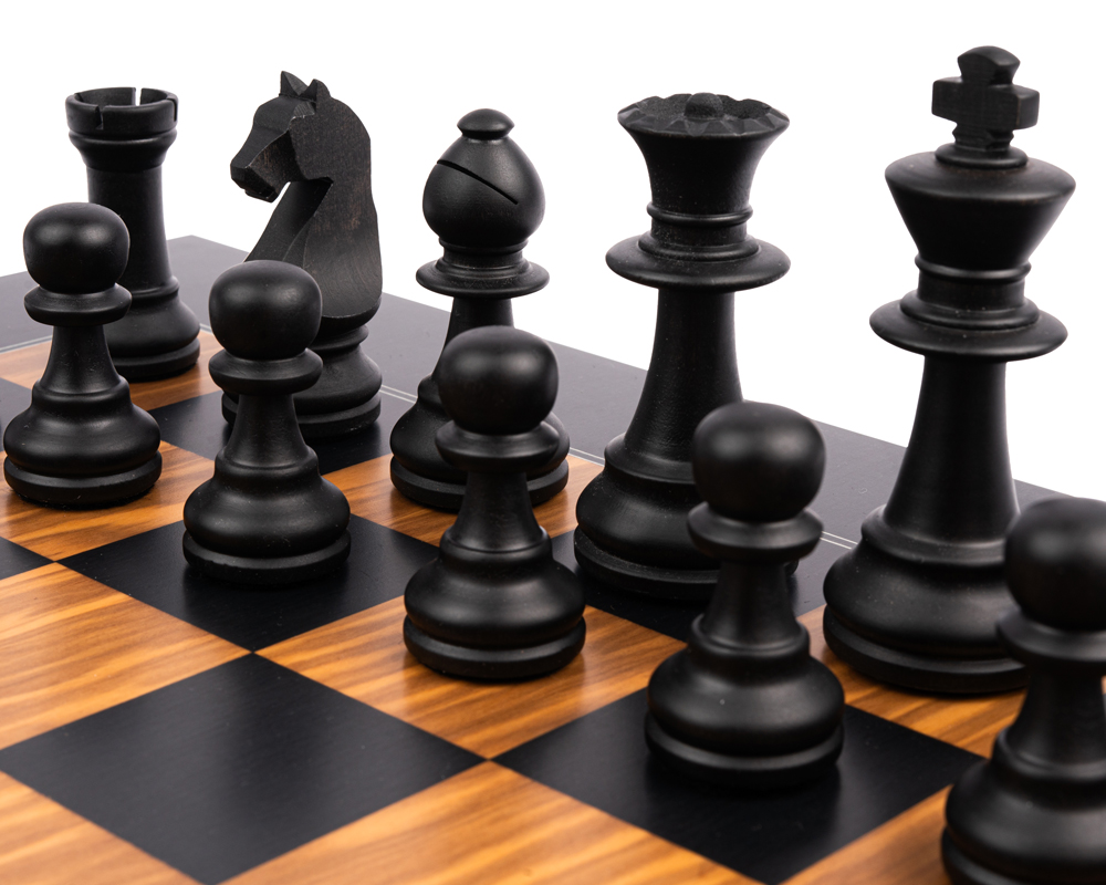 Schachfiguren aus Olivenholz und Buchsbaum sowie Schachbrett aus Olivenholz und schwarzem Tulpenholz mit Aufbewahrungskoffer – Bild 4