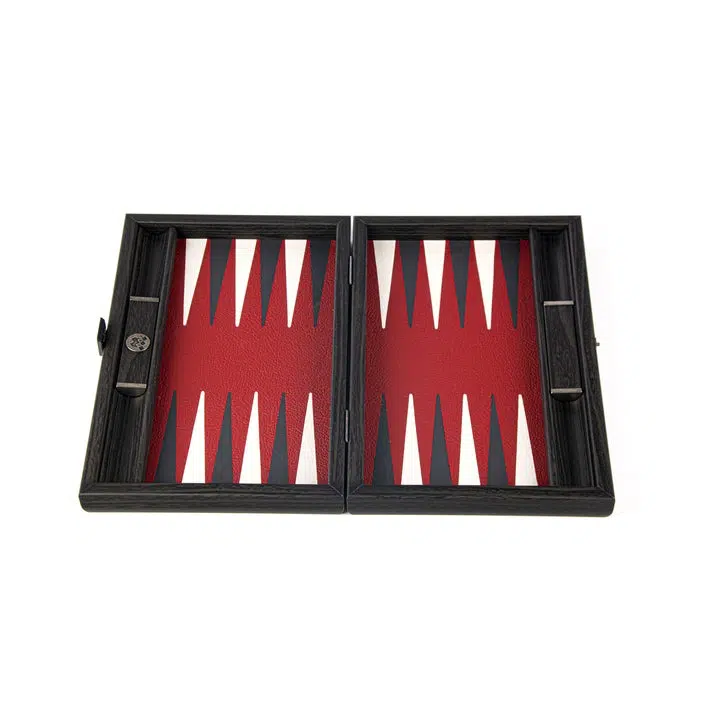 Backgammon de Voyage Rouge Bordeaux en Bois