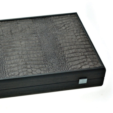 Backgammon en Cuir Véritable Effet Crocodile 