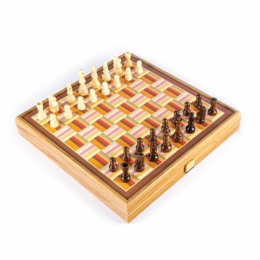Alternative view of 4-in-1 Gesellschaftsspiel aus Holz: Schach, Backgammon, Ludo, Schlangen & Leitern