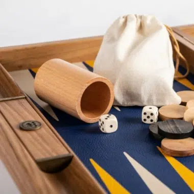 Backgammon aus umweltfreundlichem Leder in Königsblau - Backgammon-Set in Großformat