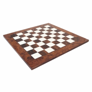 Ensemble de Jeu d'Échecs de Luxe - Pièces en Laiton Massif Plaqué Or/Argent & Échiquier en Bois d'Orme Bruyère Laqué