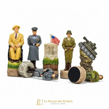 Schachfiguren Zweiter Weltkrieg, detaillierte amerikanische und deutsche Figuren