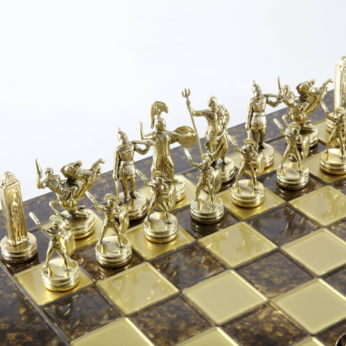 Alternative view of Schachspiel Griechische Mythologie mit Gold- & Braunen Figuren - Schachbrett aus Metall 36 x 36 cm