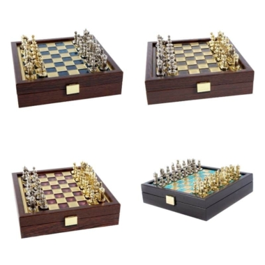 Schachspiel-Set Byzantinisches Imperium mit Aufbewahrungsbox - Gold & Silber