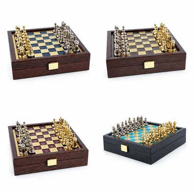 Schachspiel-Set Byzantinisches Imperium mit Aufbewahrungsbox - Gold & Silber