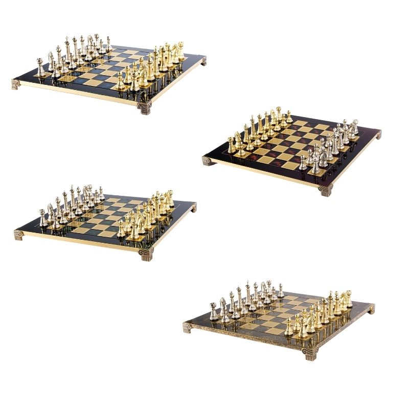 Staunton Schachspielset aus Metall mit Aufbewahrungsbox