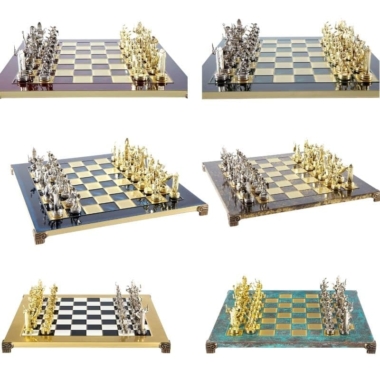 Schachspiel-Set Griechische Mythologie - Figuren Gold & Silber - 36 x 36 cm