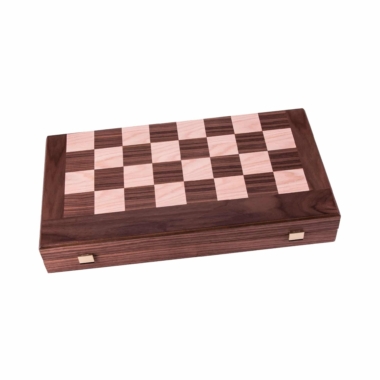 Schachspiel-Set, Dame- und Backgammon-Spiel aus Nussbaum- und Eichenholz