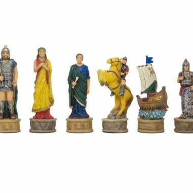 Alternative view of Schachspiel-Set im Thema des Trojanischen Krieges - Handbemalte Figuren und Schachbrett aus Kunstleder 48x48cm