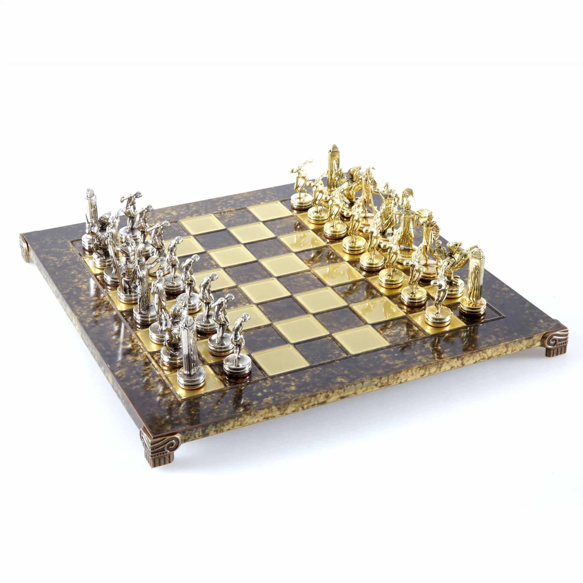 Schachspiel-Set aus Metall Diskuswerfer Gold & Silber - 36 x 36 cm – Bild 7