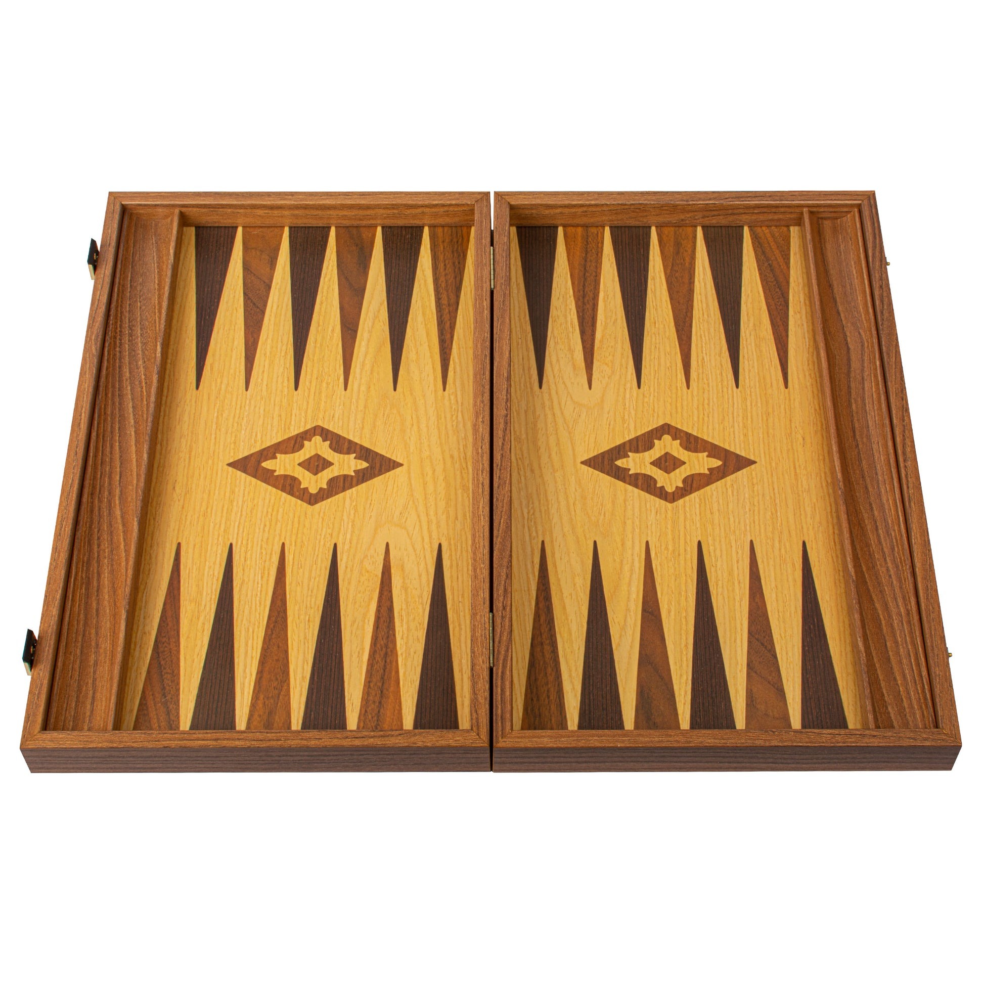 Backgammon Réplique Bois Chêne-Noyer avec Racks Latéraux