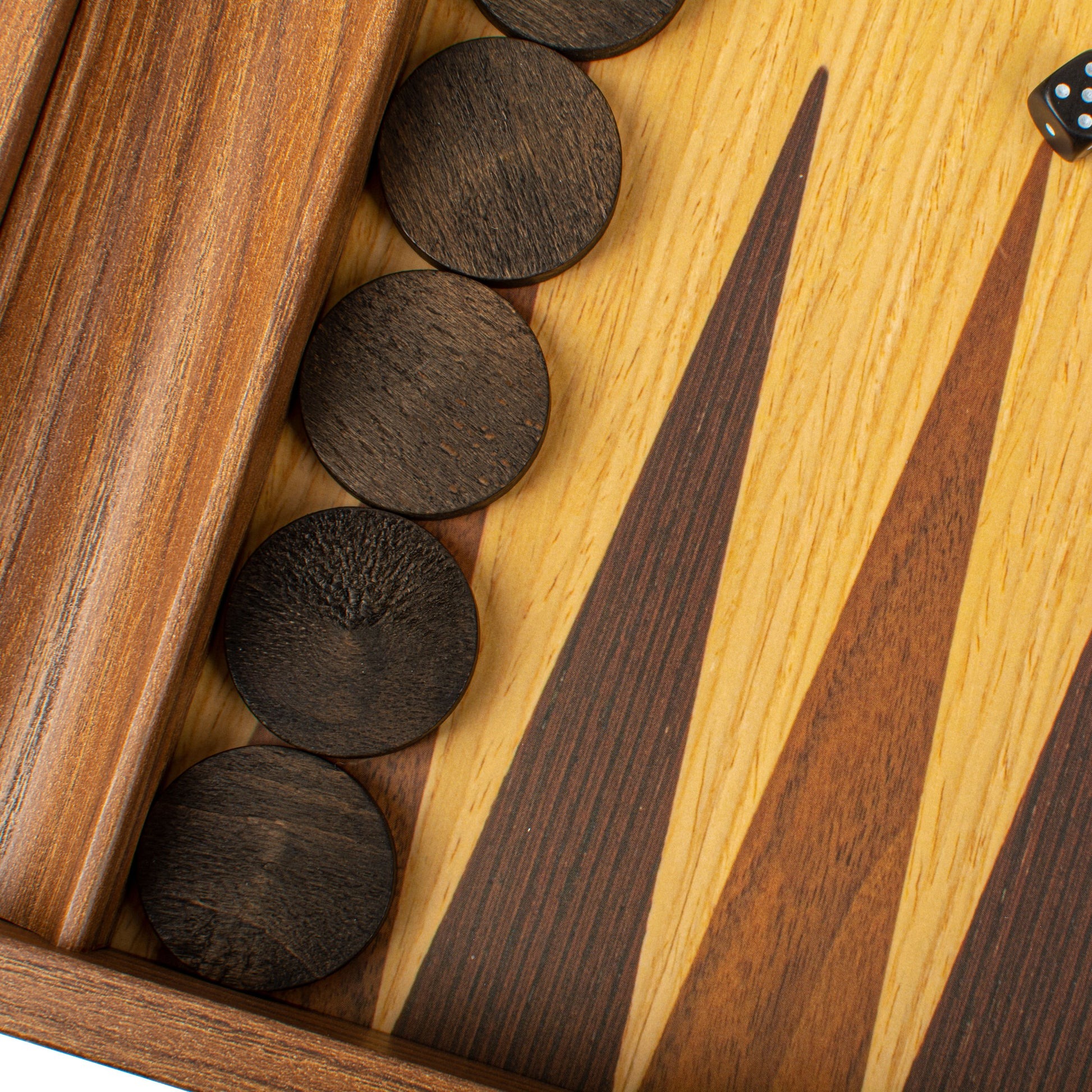 Backgammon Réplique Bois Chêne-Noyer avec Racks Latéraux