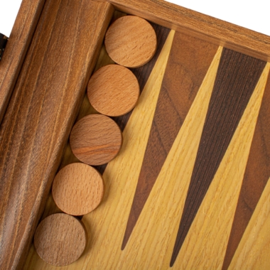 Backgammon Réplique Bois Chêne-Noyer avec Racks Latéraux