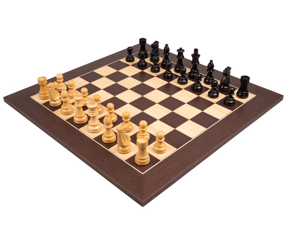 Ensemble de Jeu d'Échecs Staunton Bois de Buis Ebonisé avec Échiquier en Wengé et Érable
