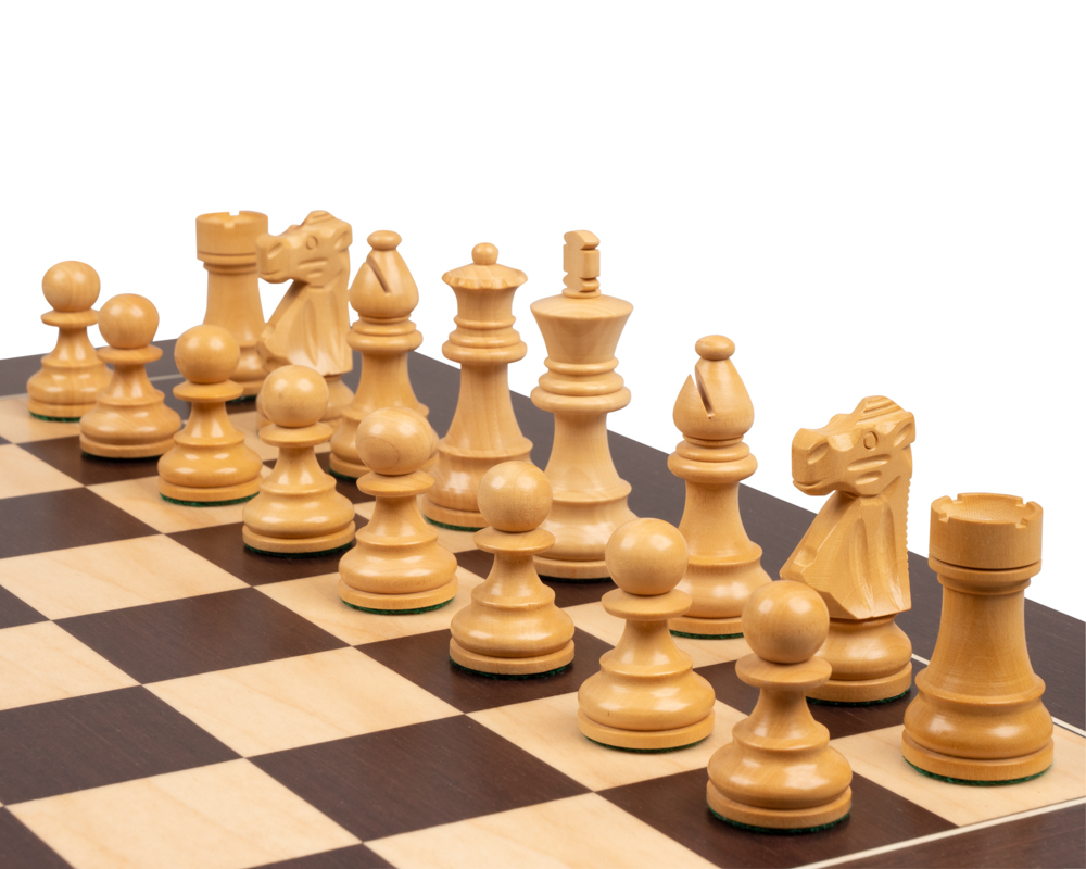 Ensemble de Jeu d'Échecs Staunton Bois de Buis Ebonisé avec Échiquier en Wengé et Érable