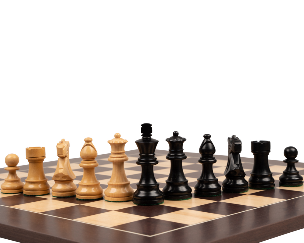 Ensemble de Jeu d'Échecs Staunton Bois de Buis Ebonisé avec Échiquier en Wengé et Érable