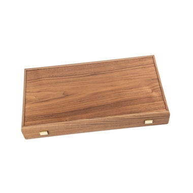 Backgammon en Bois d'Acajou et Chêne – Jeu avec Pions Marbrés et Gobelets en Plastique