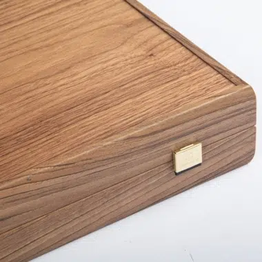 Backgammon en Bois d'Acajou et Chêne – Jeu avec Pions Marbrés et Gobelets en Plastique
