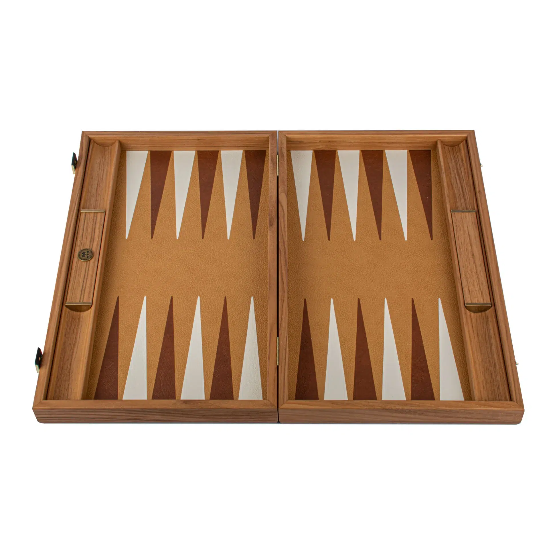 Ensemble de Backgammon en Similicuir Serpent Ivoire, Blanc et Marron Foncé