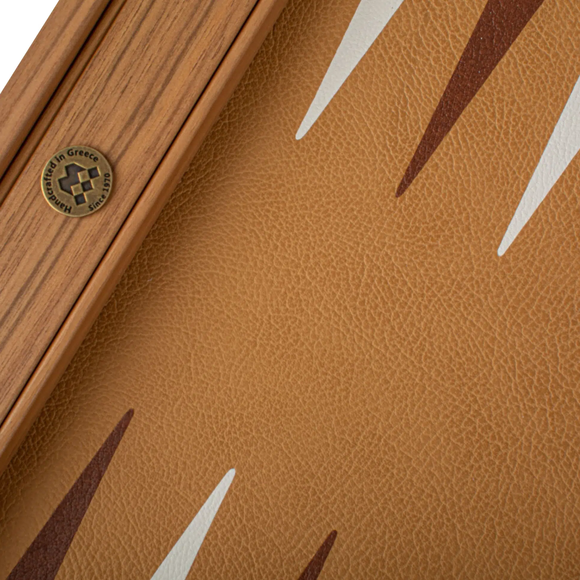 Ensemble de Backgammon en Similicuir Serpent Ivoire, Blanc et Marron Foncé