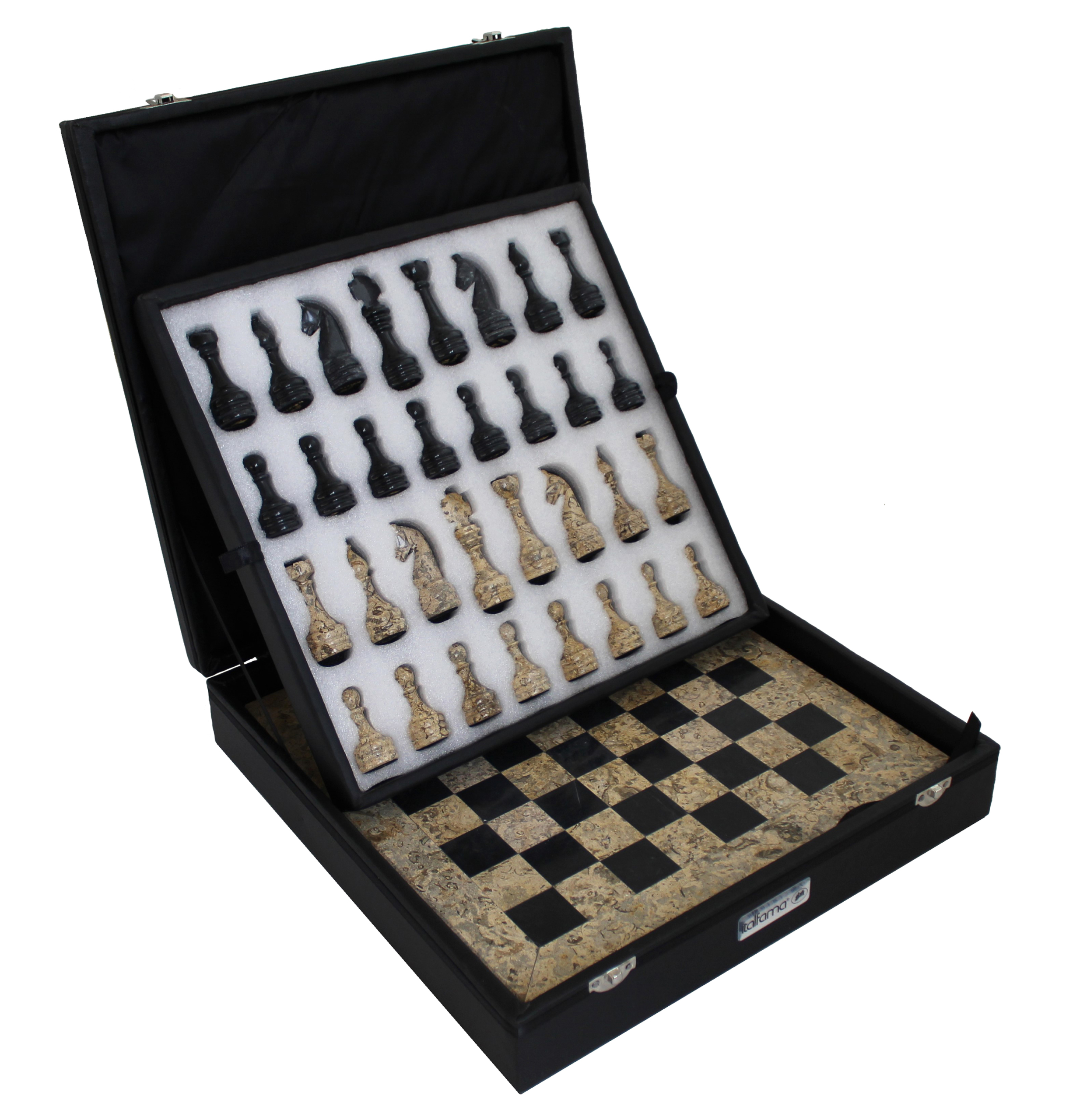 Ensemble d'Echec en Marbre avec Rangement 30 x 30 cm
