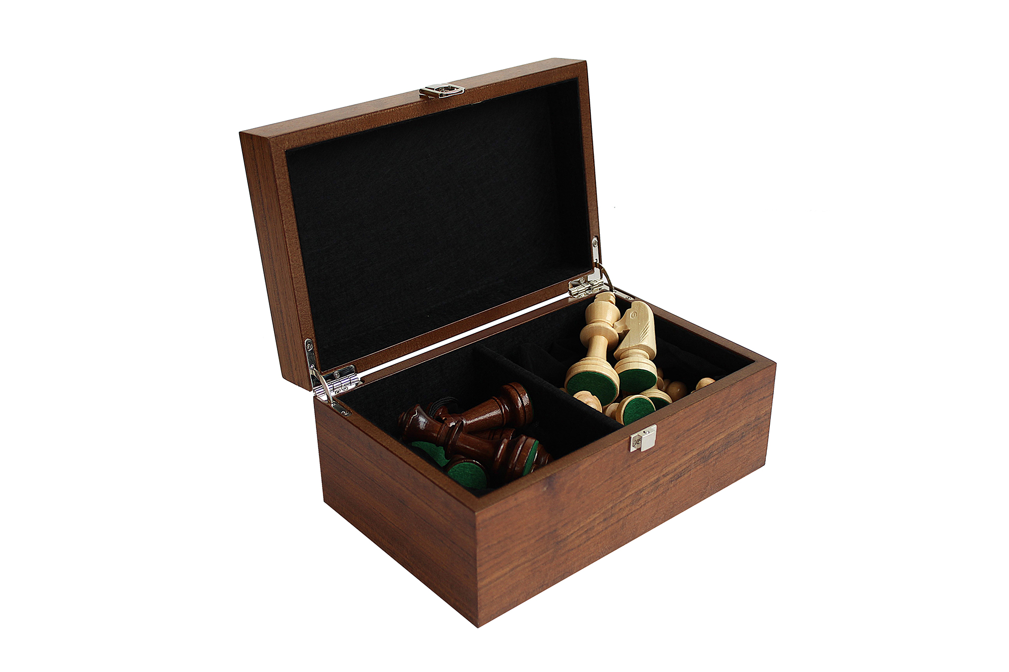 Set Pieces Echecs Hauteur de Roi 9 cm + Coffret de Rangement en Bois de Noyer et de Bruyere