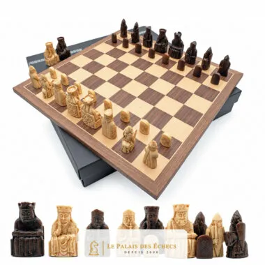 Komplettes Schachset Isle of Lewis mit Brett, Box und detaillierten Figuren